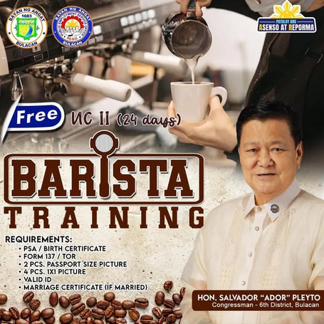 LIBRENG PA-TRAINING: TESDA Barista NC II, Bukas Na sa Angat; Deadline ng Pag-apply, Hanggang Hulyo 21 Na Lang!