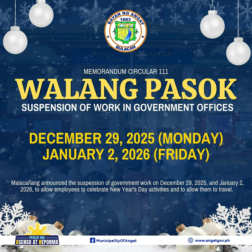 Walang Pasok sa mga Tanggapan ng Pamahalaan sa Disyembre 29 at Enero 2