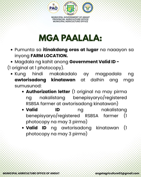 MAO Angat, Naglabas ng Iskedyul ng Pamamahagi ng Double Harvest at HUMI N para sa mga Magsasaka
