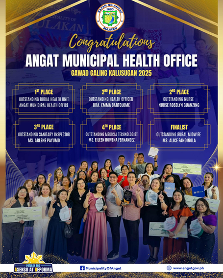 Municipal Health Office, Humakot ng Parangal sa Gawad Galing Kalusugan 2025; RHU-Angat, Hinirang na 1st Place Outstanding Rural Health Unit