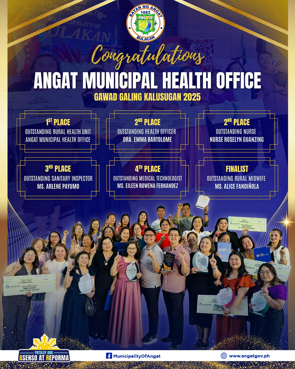 Municipal Health Office, Humakot ng Parangal sa Gawad Galing Kalusugan 2025; RHU-Angat, Hinirang na 1st Place Outstanding Rural Health Unit