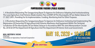 Modernisasyon sa Agrikultura at Pangisdaan, Tatalakayin sa Public Hearing sa San Rafael