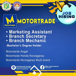 Trabaho sa Motortrade: PESO Angat, Nag-anunsyo ng mga Bakanteng Posisyon