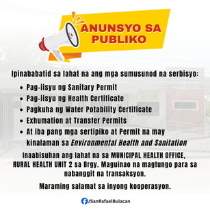 Lokasyon ng Sanitary Permits at Health Certificates, Inilipat na