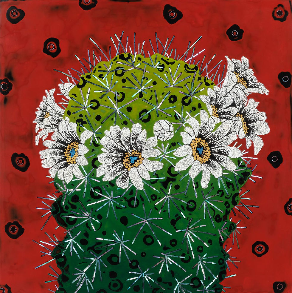 반짝이는 가시, 30x30cm, 나무에 옻칠, 혼합재료, 2026