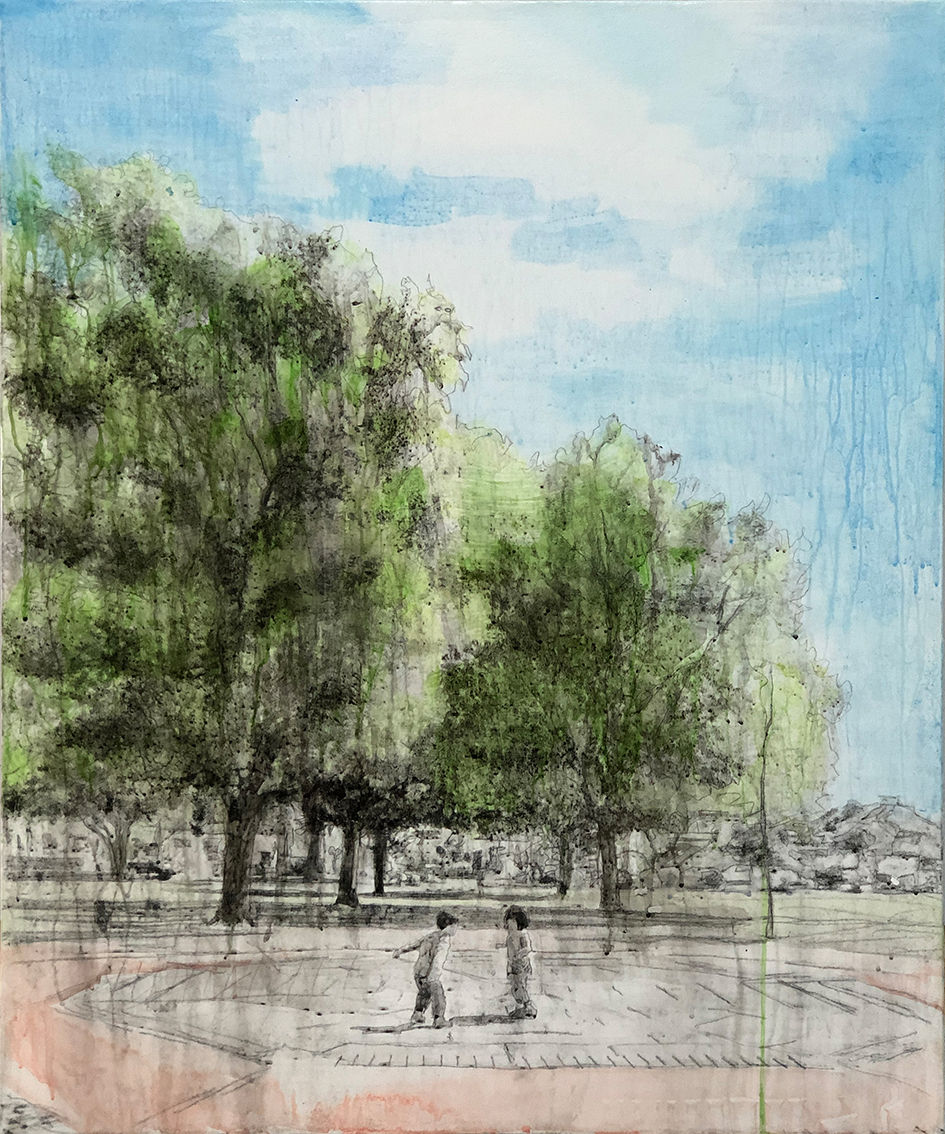 In the park 721, 72.7x60.6cm, Mixed media and acrylic on canvas, 2025