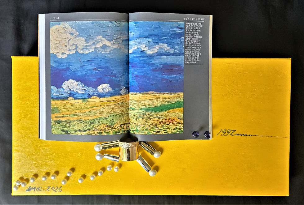 김진희, First meeting Vincent van Gogh in 1992. 30x30x5cm, object and oil painting on canvas, 2026