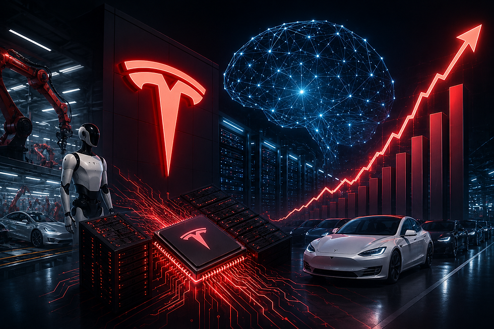 Tesla investeert 25 miljard dollar in AI en robotaxi’s, maar winst valt tegen