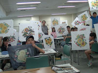7月30日 教育委員会生涯学習 夏季親子友禅体験40名