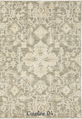 area rug with distressed traditional design and soft vintage color palette