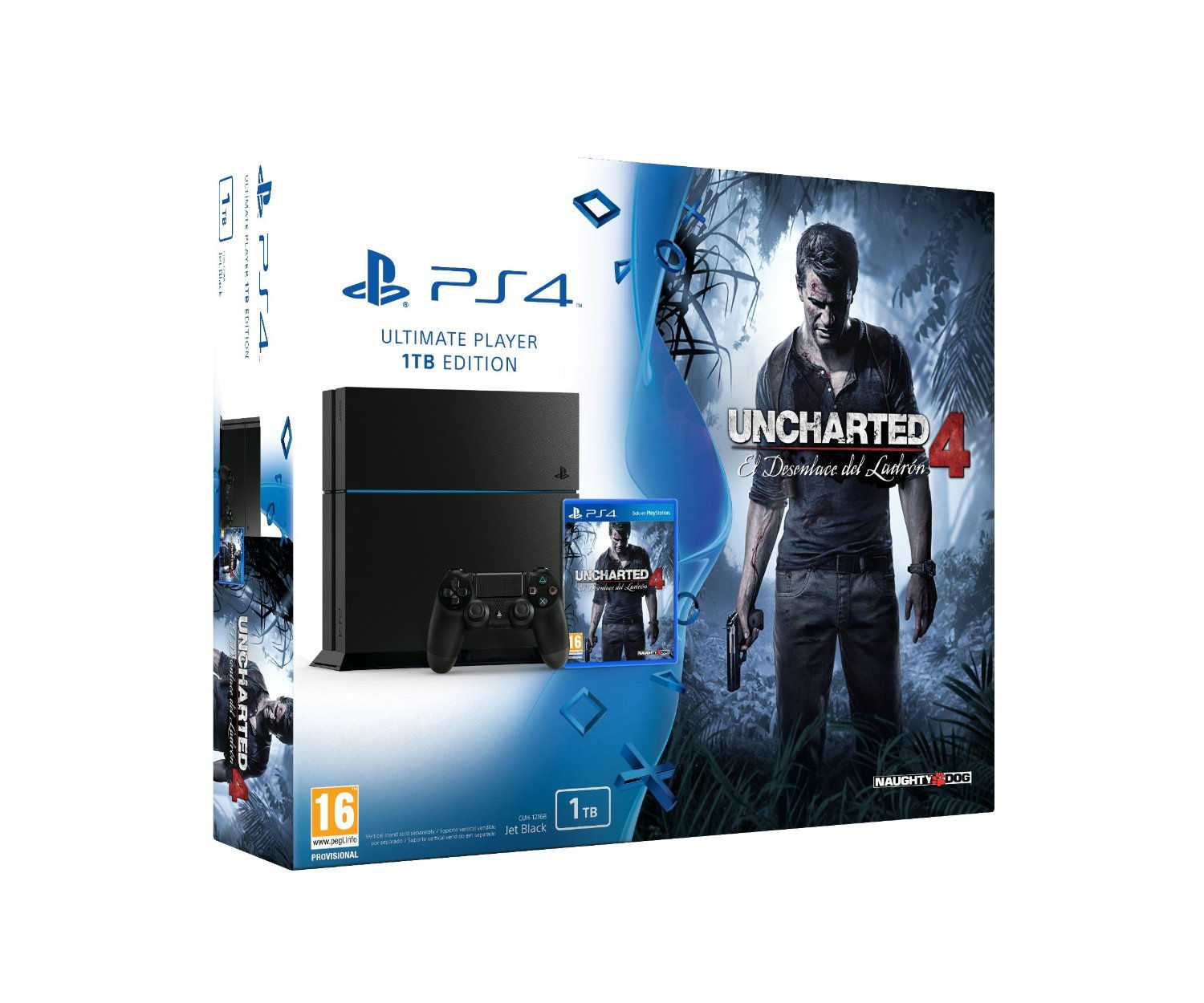 PS4 Consola 1TB + Uncharted 4 Consola Negra
