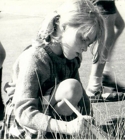 The artist Beatrice Del Conte at kindergarten age black and white photo