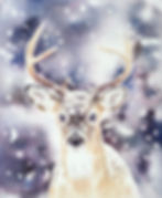 Hirsch im Schnee Aquarell Kunstkarte