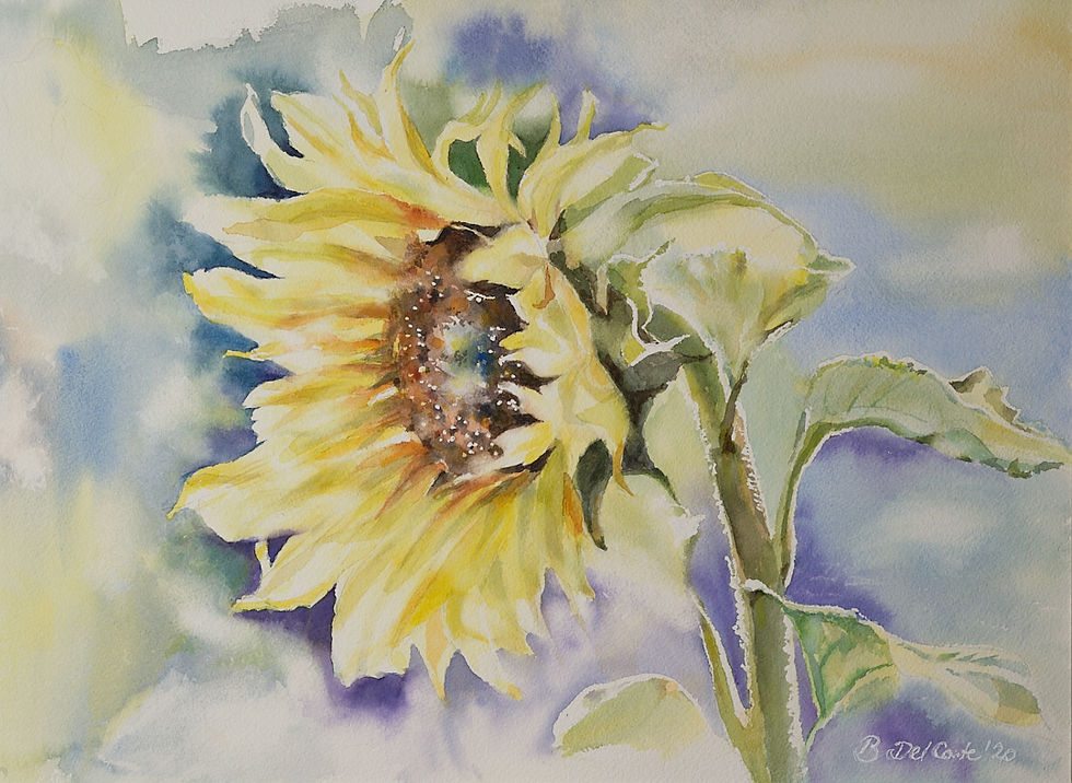 Sonnenblume Aquarellbild Kunstkarte