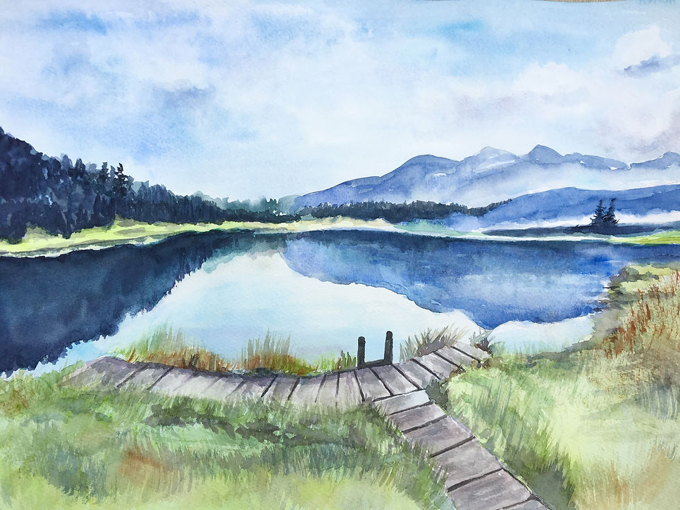 Stazersee bei St. Moritz Aquarell
