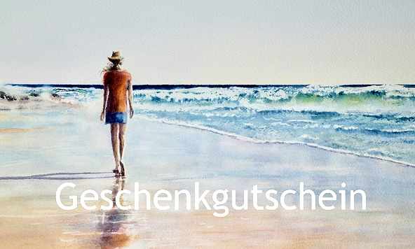 Mädchen am Meer Aquarell Kunst
