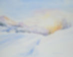 Miniaturbild: Winterlandschaft mit Abendlicht Haus Aquarell Kunstkarte