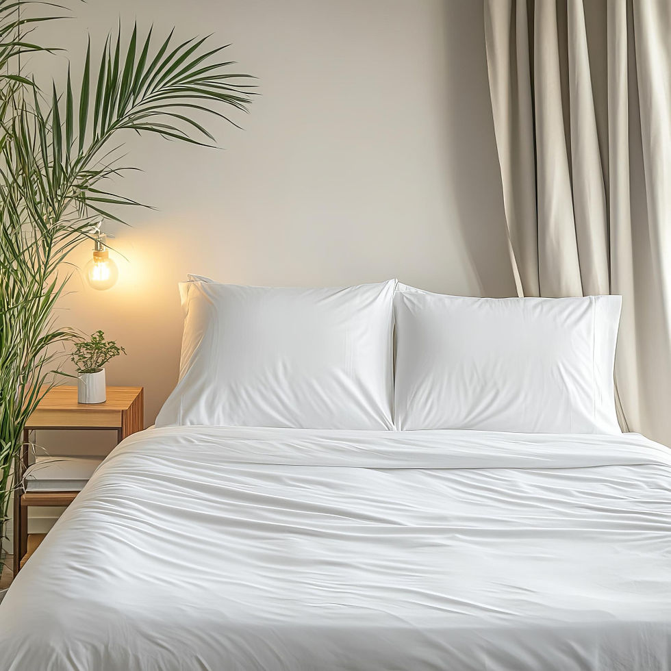Letto con lenzuola e cuscini bianchi, pianta