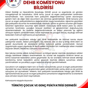 DEHB KOMİSYONU BİLDİRİSİ