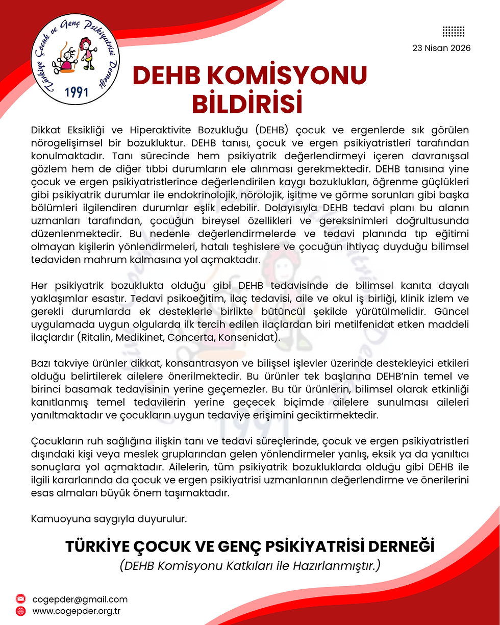 DEHB KOMİSYONU BİLDİRİSİ