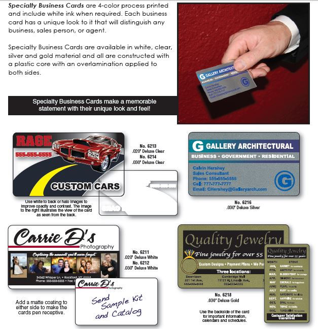 Specialty business cards