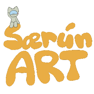 Saerun Art logo with Mylo waving at you to say welcome to my website