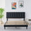 Miniatură: Pat COD6610 Tapitat Catifea, Culoare Negru, Saltea 20cm inaltime inclusa