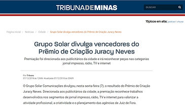Tribuna de Minas: Souza Gomes ganha o bronze no prêmio Juracy Neves da Tribuna com peça publicitária divulgando o empreendimento Personnalité Bom Pastor — Souza Gomes Imóveis, Juiz de Fora MG