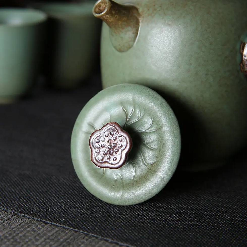Thumbnail: Charm of Lotus Side-Handle Tea Pot