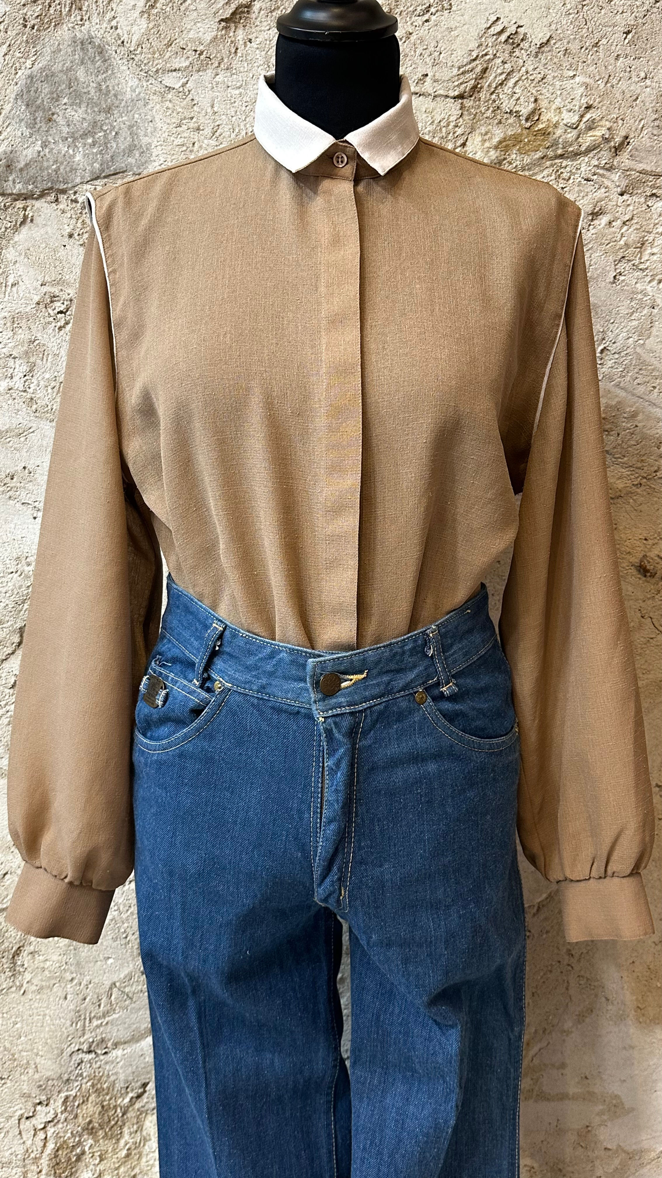 Chemisier beige vintage 80s 