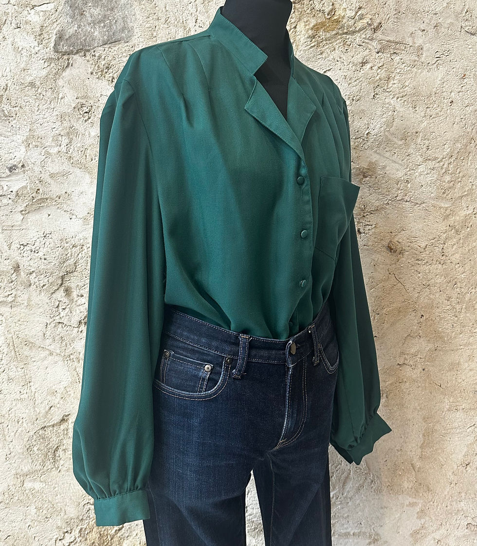 Miniature : Chemisier vintage vert foncé 80s 