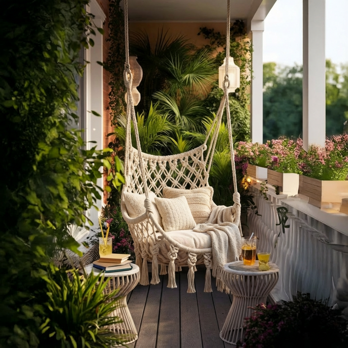 El yapımı bohem salıncak modelleri ve doğal tasarımlar