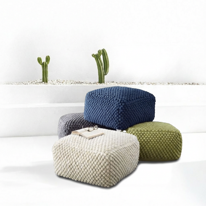 Bohem tarz yer minderi ve el yapımı puf modelleri