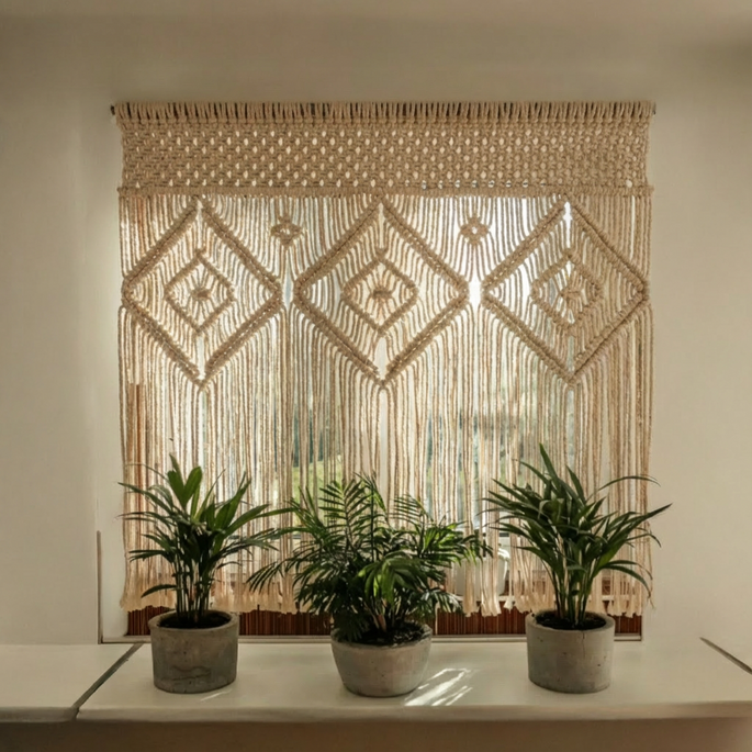 El yapımı makrome perde modelleri, bohem ve doğal tasarımlar