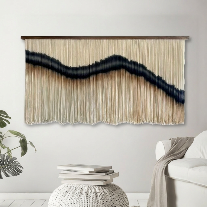 El yapımı bohem duvar dekoru ve makrome tasarımlar