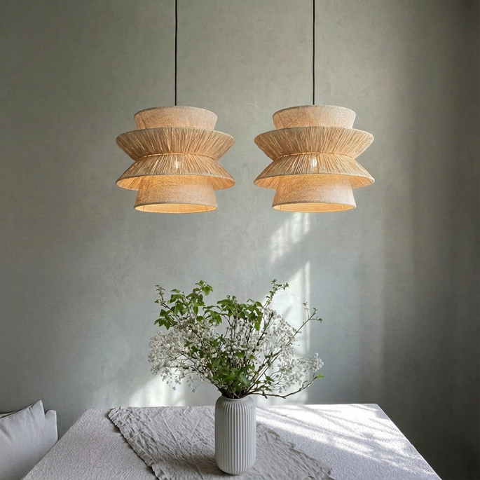 Doğal malzemelerden üretilmiş el yapımı bohem avize tasarımları