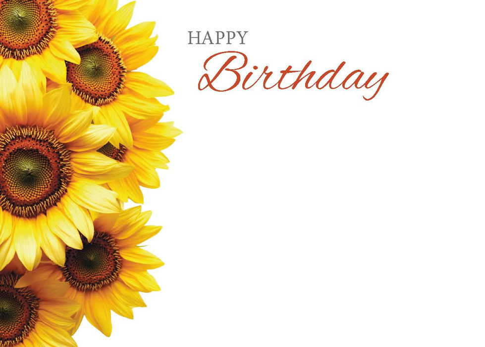 Sunflowers and 'Happy Birthday' text