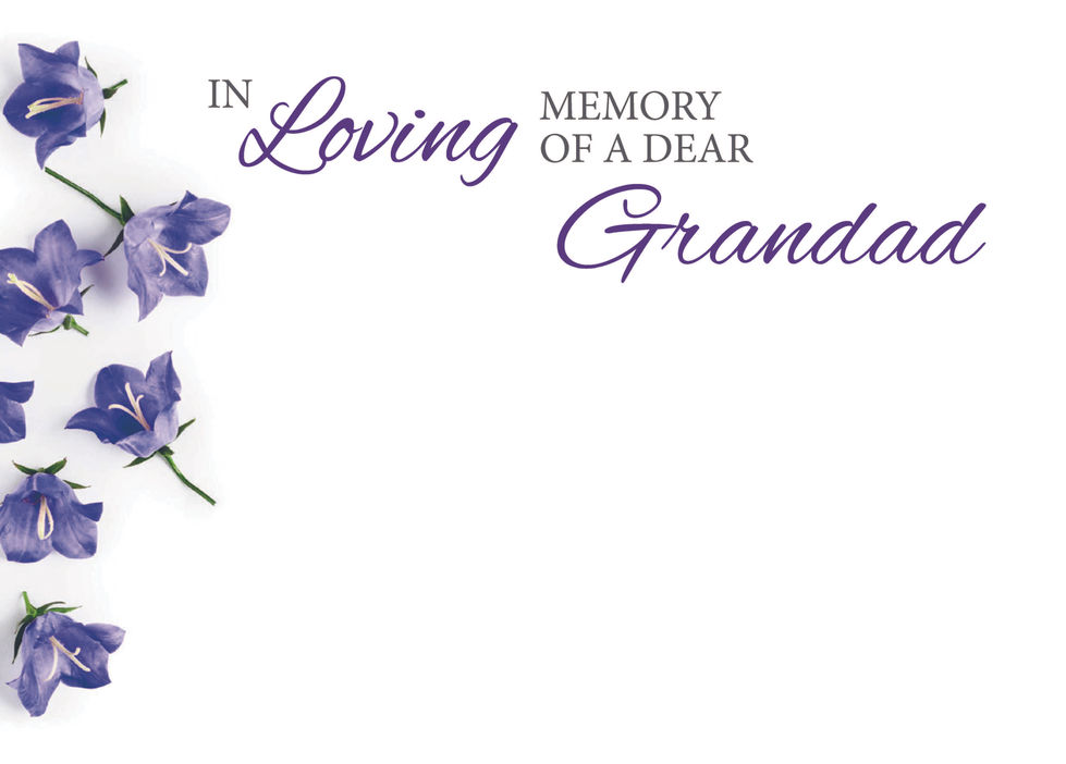 Card: IN Loving MEMORY OF A DEAR Grandad, purple flowers
