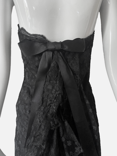 chinese dress ladies Sleeveless Lace Hem Midi Sheath Dress In Black
