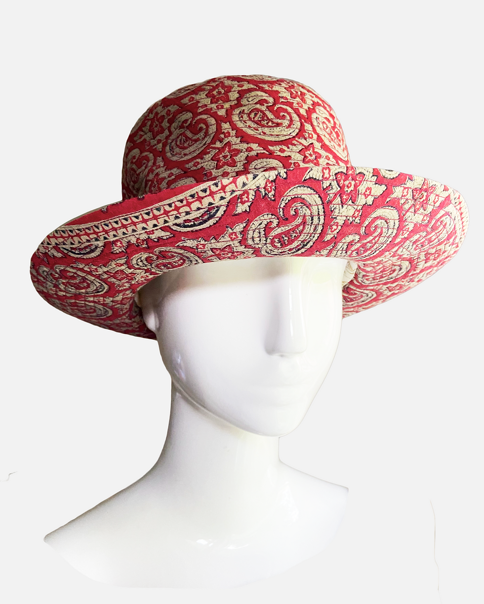 Thumbnail: Mr. John 1961 Red Paisley Bucket Hat Unworn With Tags