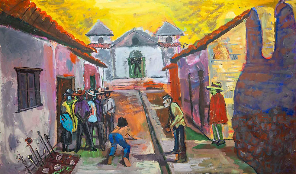Huambo, acrílico sobre tela, 1.80 × 1.00 m, Lima, 2025. Norte de Rafo León
