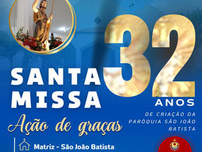 Paróquia São João Batista em Itabela celebrará Missa pelos seus 32 anos de criação