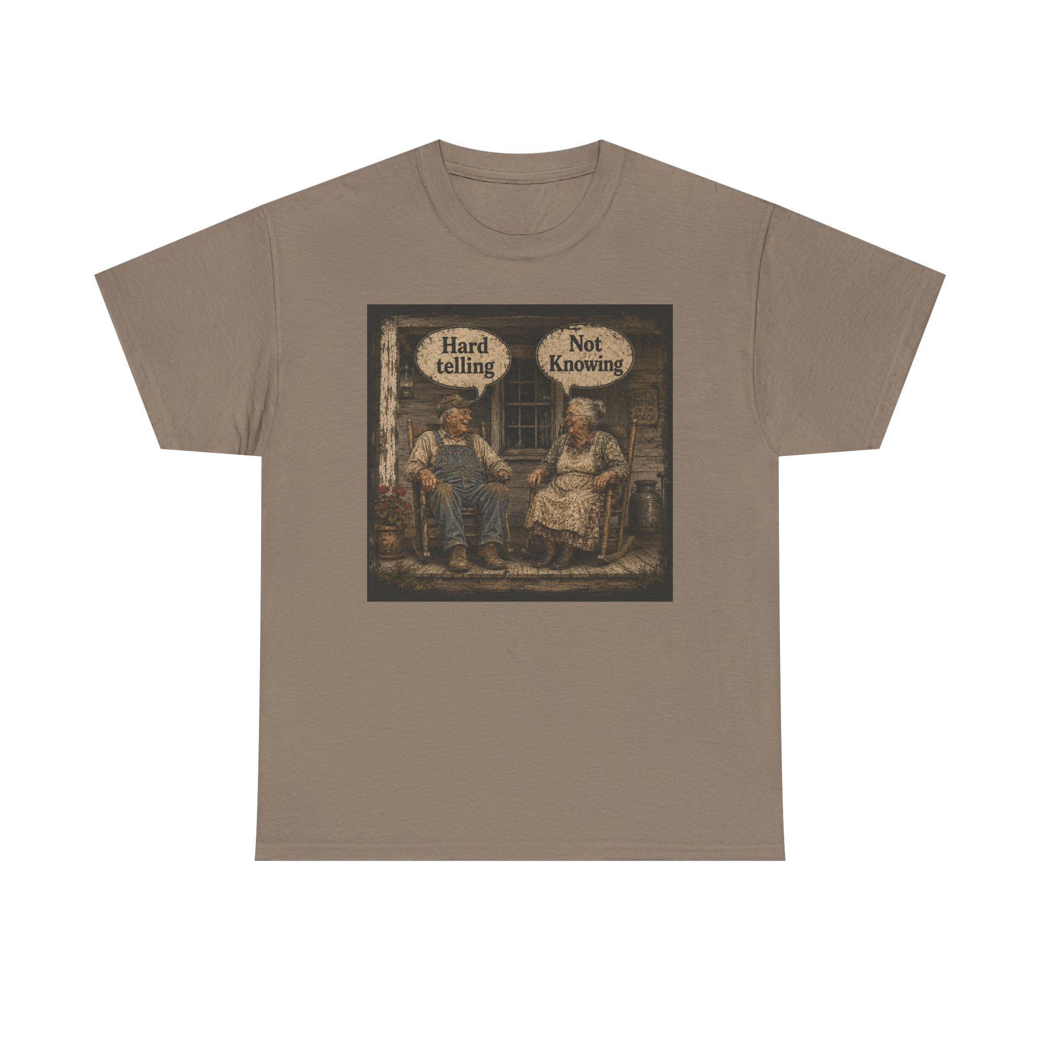 Vintage Conversation Tee — “Hard to Tellin’ / Not Knowing” Graphic T‑Shirt
