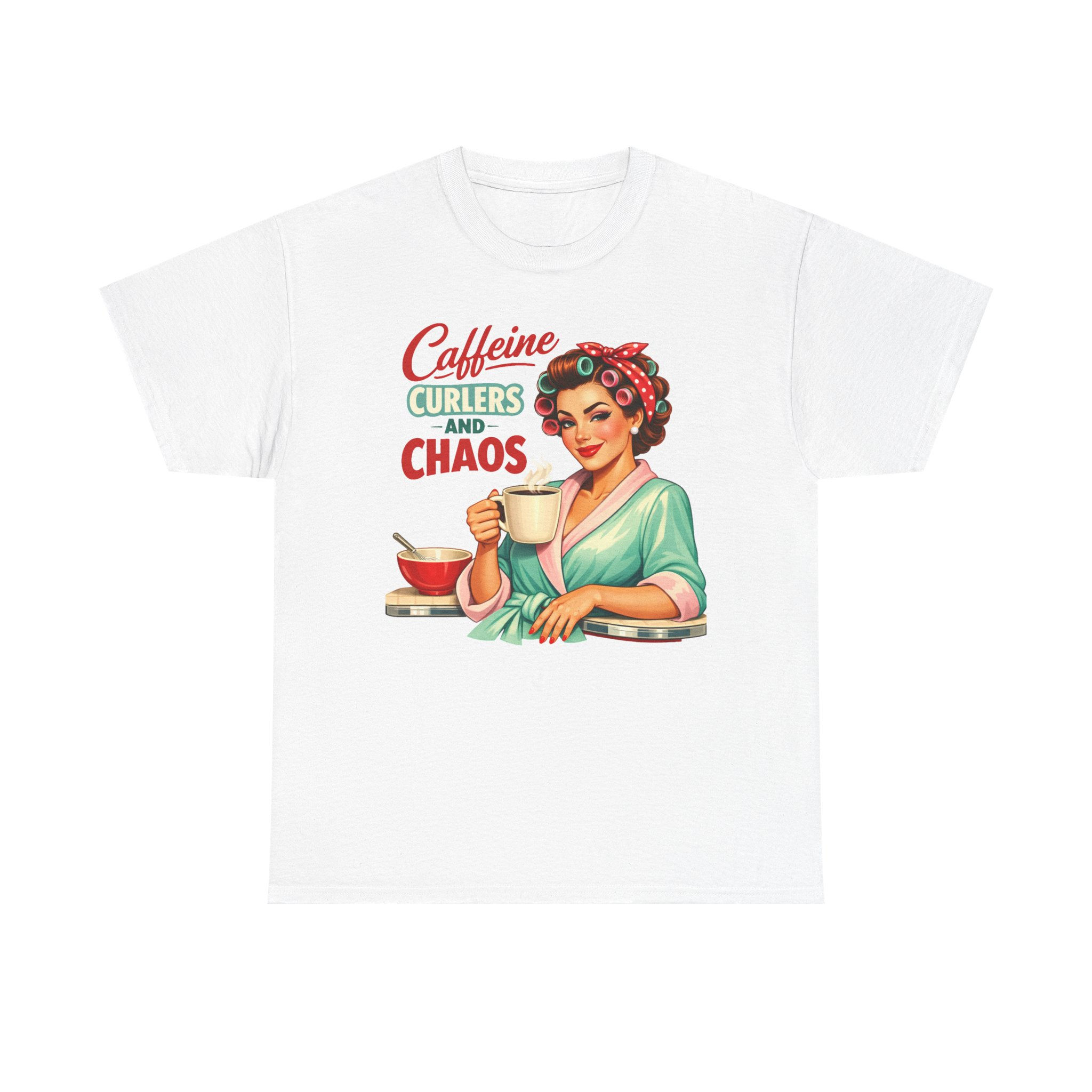 Caffeine, Curlers & Chaos Vintage Housewife T-Shirt