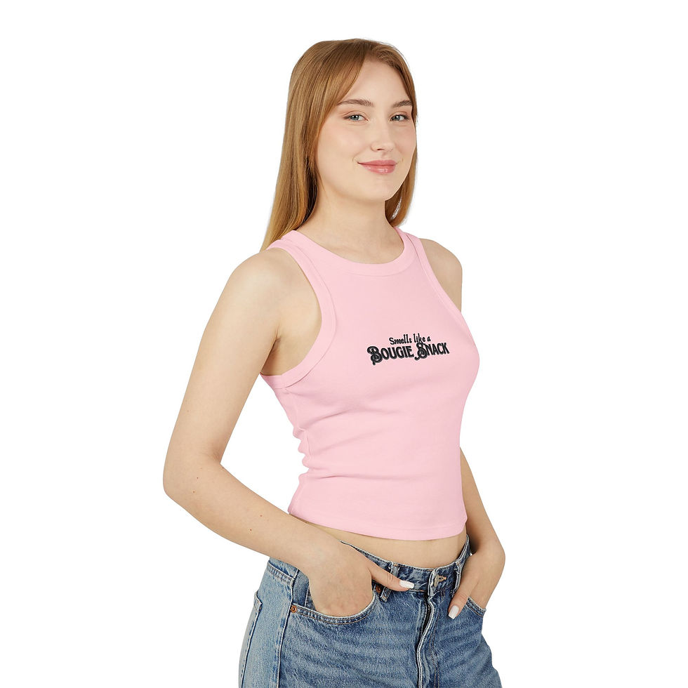 Thumbnail: Smells Like a Bougie Snack Women's Micro Rib Racer Tank Top