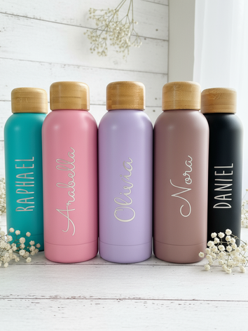personalisierte Edelstahlflasche mit Gravur