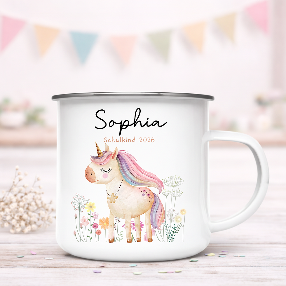 Miniaturbild: personalisierte Emailletasse Schulkind 2026