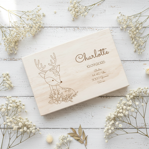 personalisierte Erinnerungskiste  aus Holz mit Wunschgravur