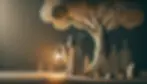 A symbolic depiction of the mentor figure, portrayed as an elder with a long beard and robes, standing under an ancient tree in a minimalist, artistic style. He holds a lantern that casts light in a dark forest, symbolizing wisdom, guidance, and the path to enlightenment. The use of soft lighting and a limited, earthy color palette enhances the mystical and ancestral significance of the mentor.