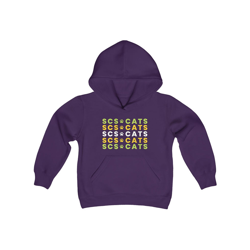 Thumbnail: SCS Cats Repeating Block Letter - Youth Hoodie 